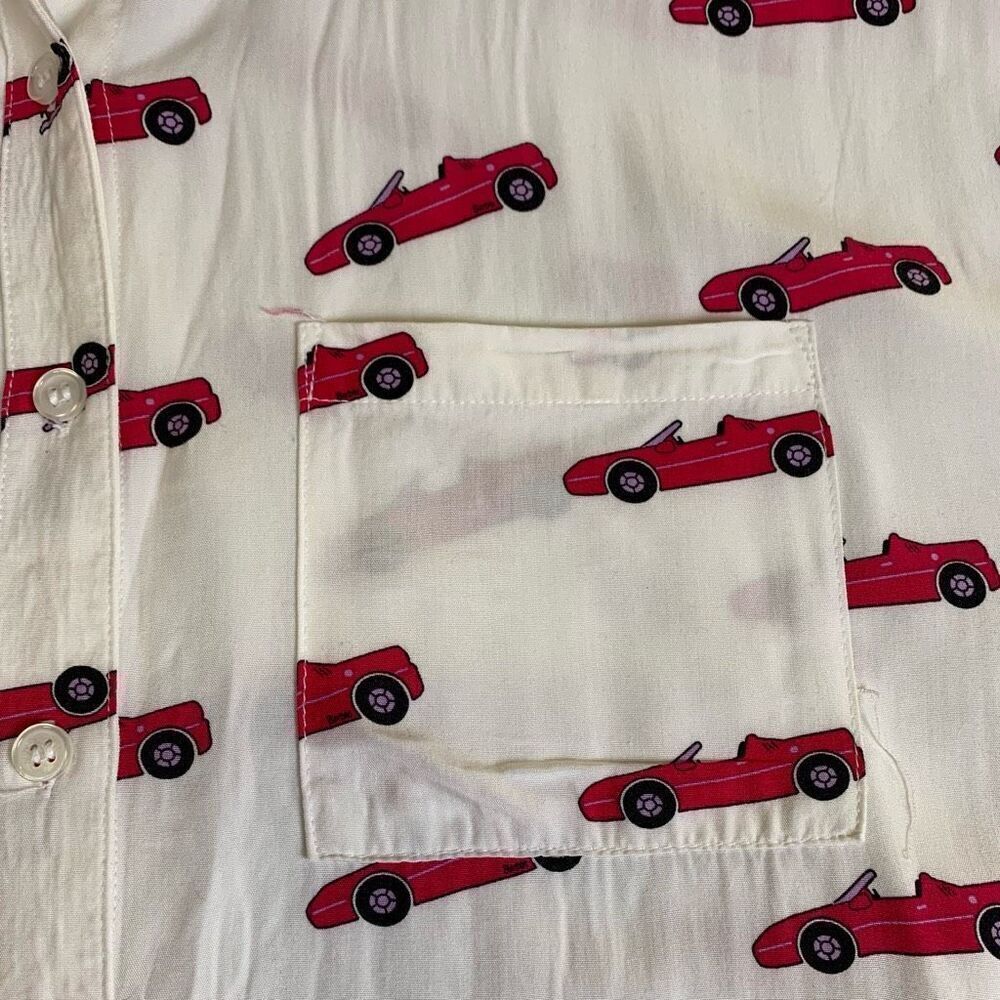 Barbie x forever 21 button front womens large shirt pink car short sleeve - Picture 5 of 8